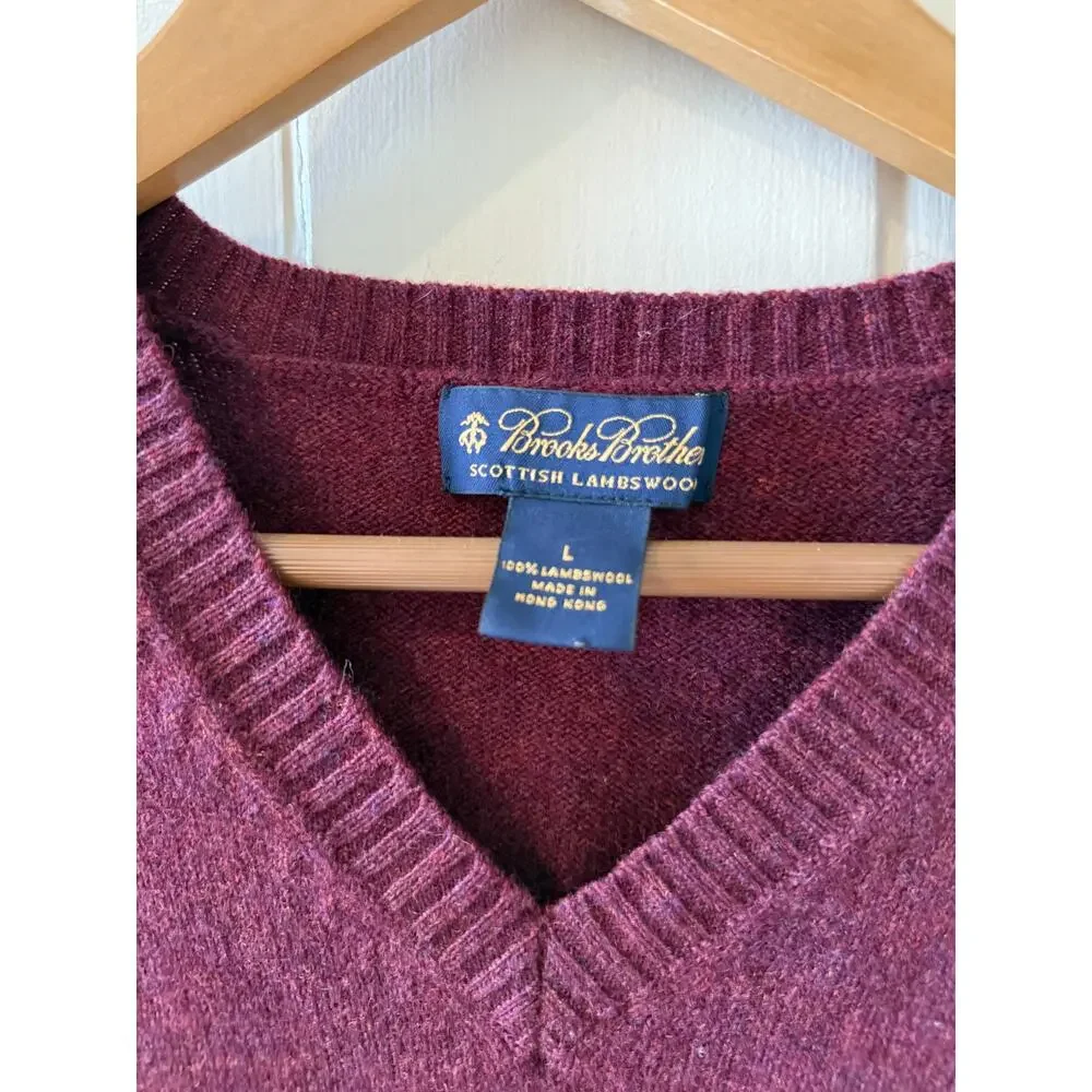 Brooks Brothers Scottish Lambswool Sweater Vest Maroon L